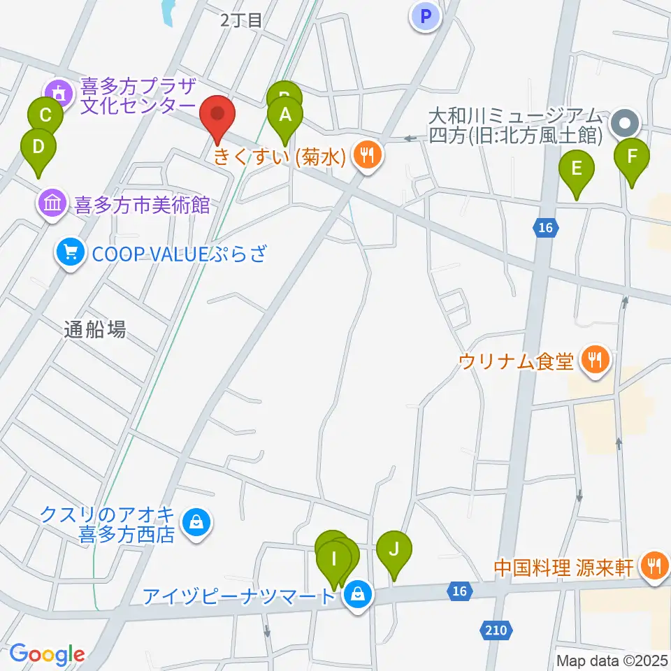 喜多方シティエフエム周辺のカフェ一覧地図