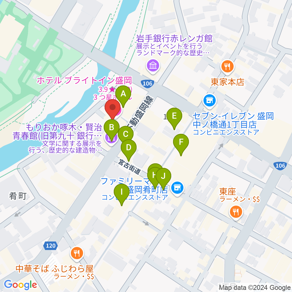 ラヂオもりおか周辺のカフェ一覧地図