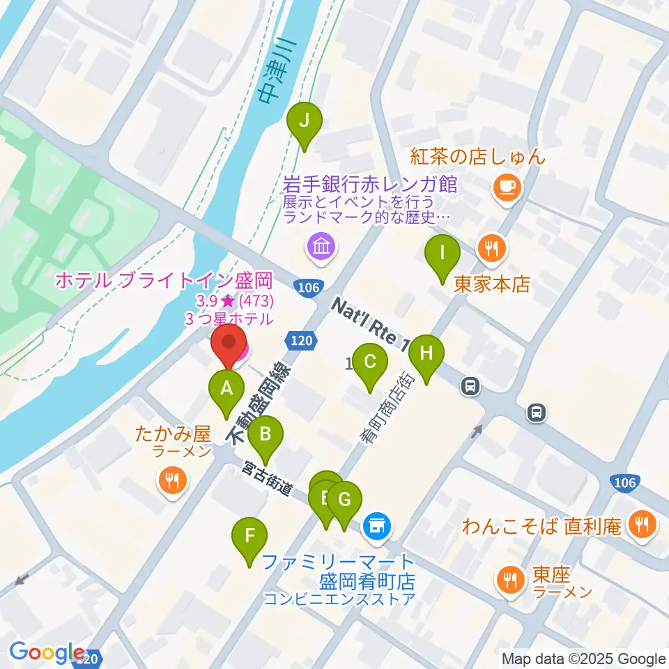 ラヂオもりおか周辺のカフェ一覧地図
