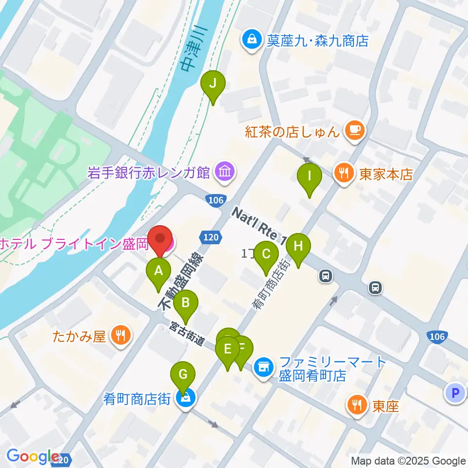 ラヂオもりおか周辺のカフェ一覧地図