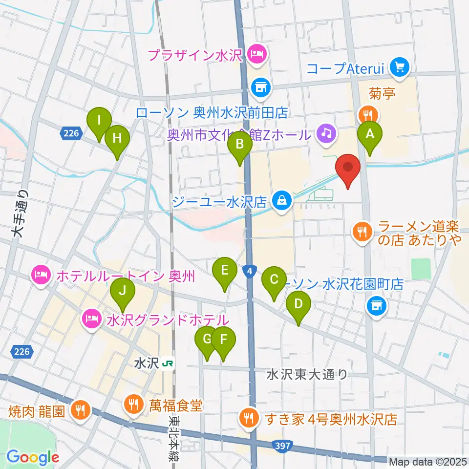 奥州エフエム周辺のカフェ一覧地図
