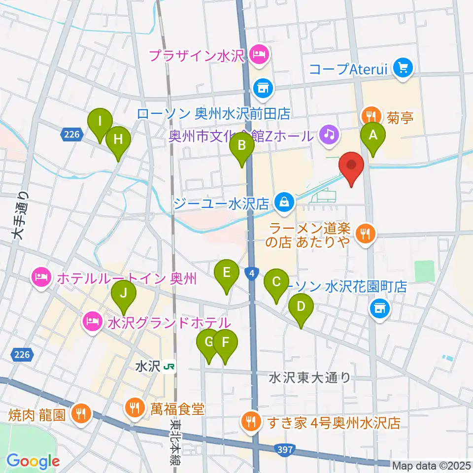 奥州エフエム周辺のカフェ一覧地図