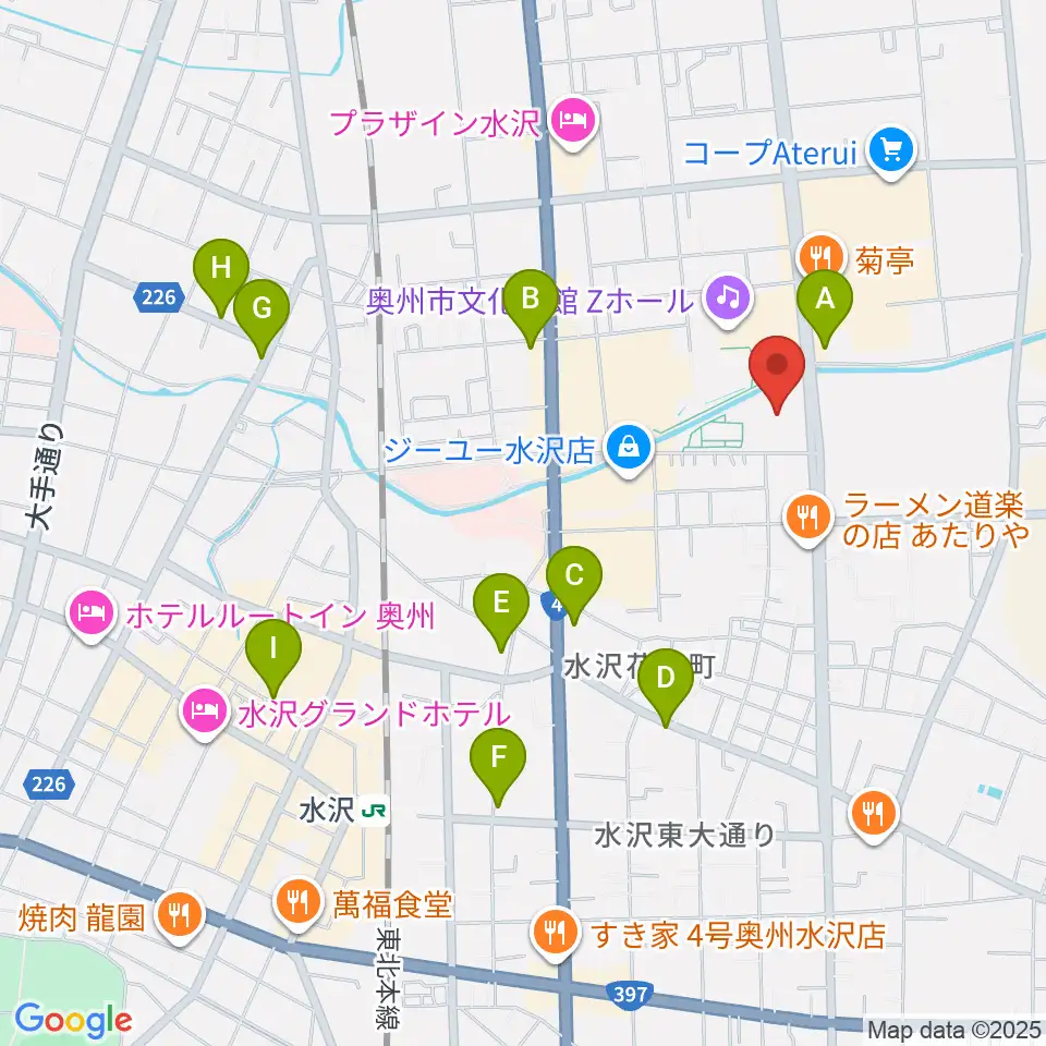 奥州エフエム周辺のカフェ一覧地図