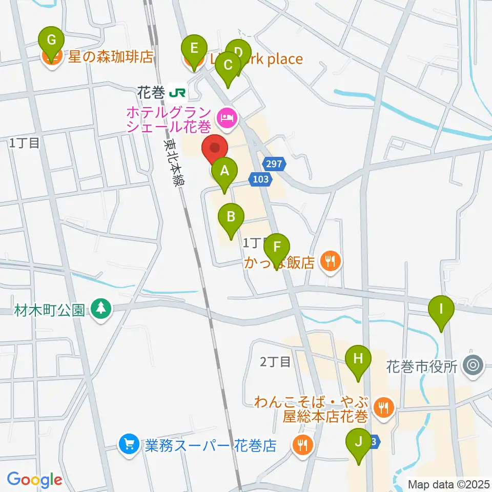 えふえむ花巻周辺のカフェ一覧地図