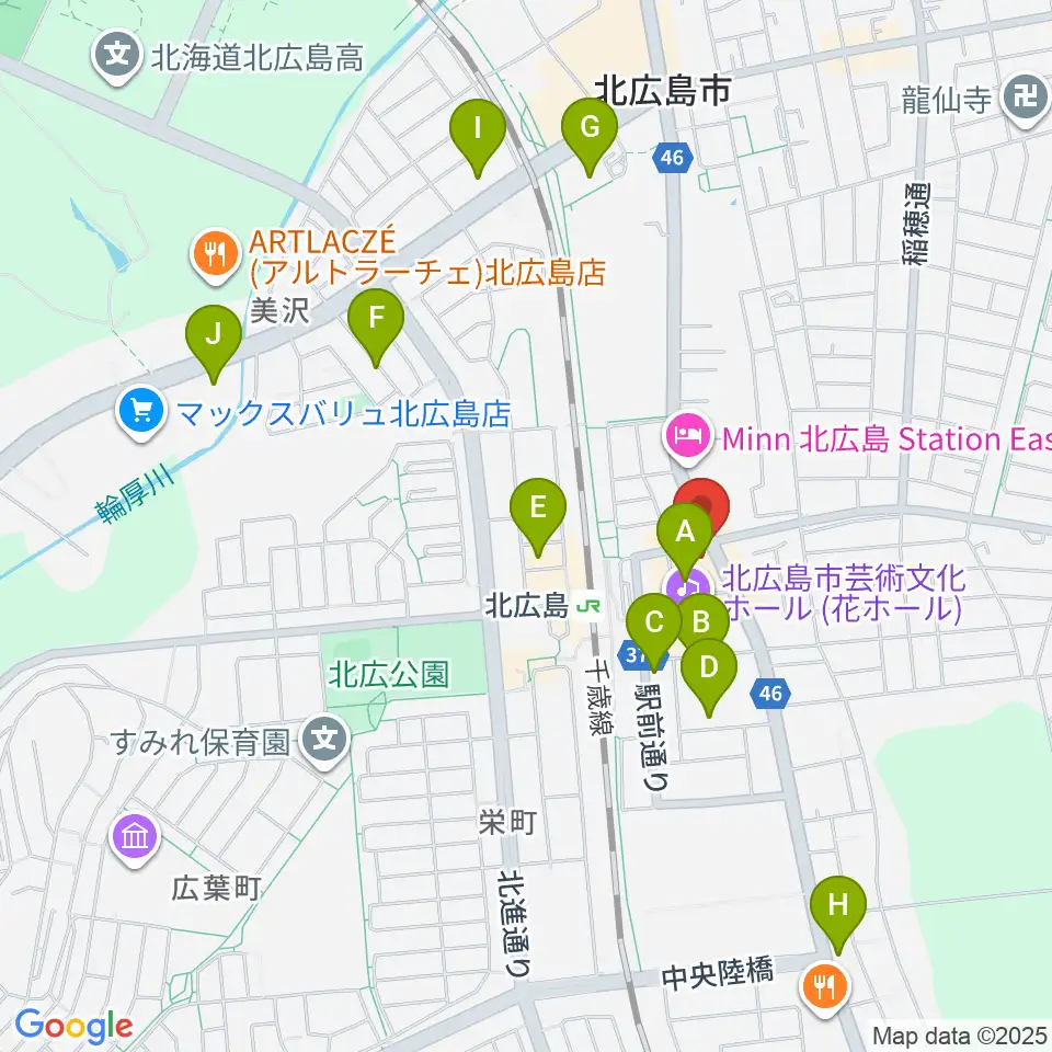 FMメイプル周辺のカフェ一覧地図