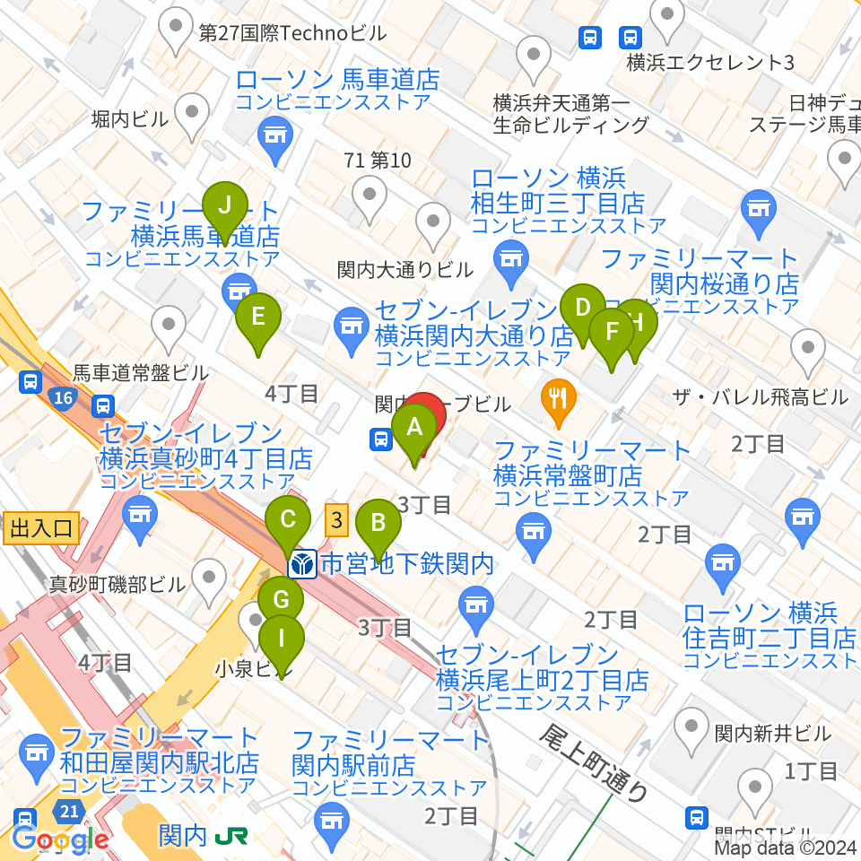 横浜BAYSIS周辺のカフェ一覧地図