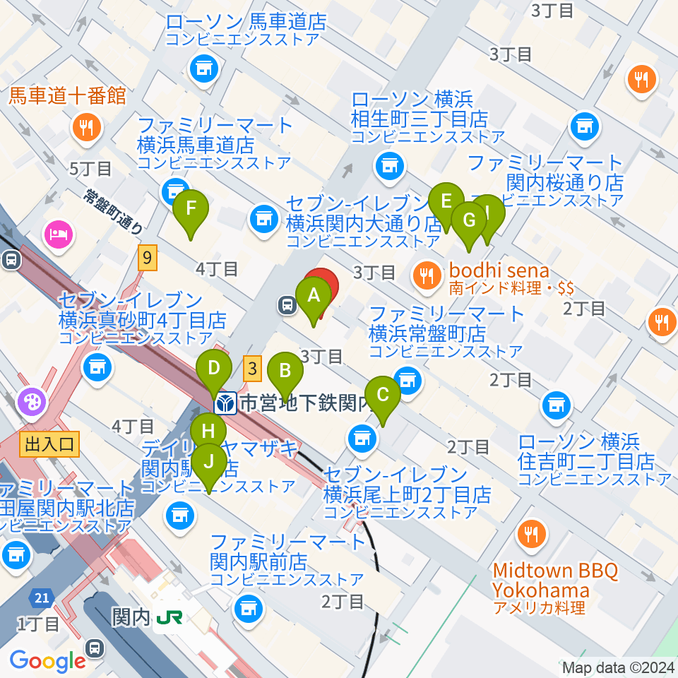 横浜BAYSIS周辺のカフェ一覧地図