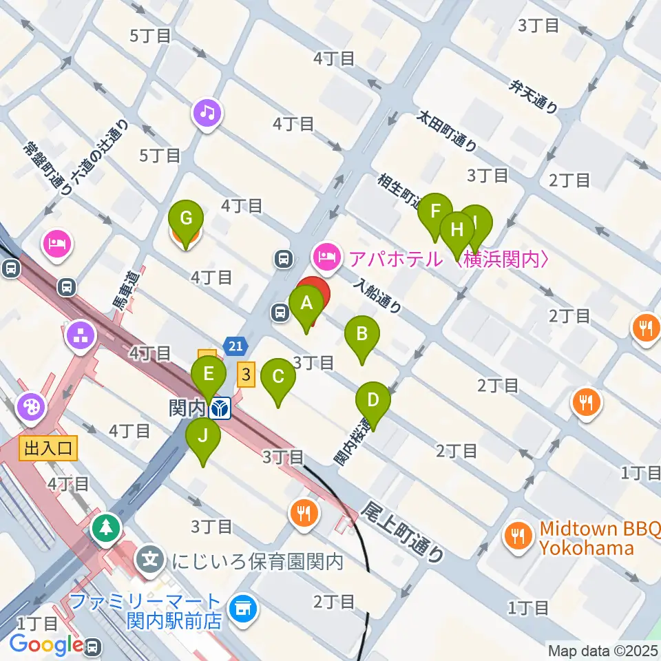 横浜BAYSIS周辺のカフェ一覧地図