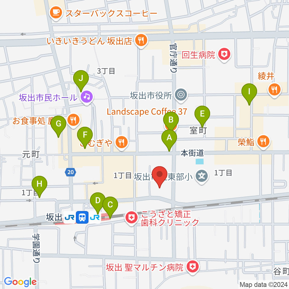 エフエム・サン周辺のカフェ一覧地図