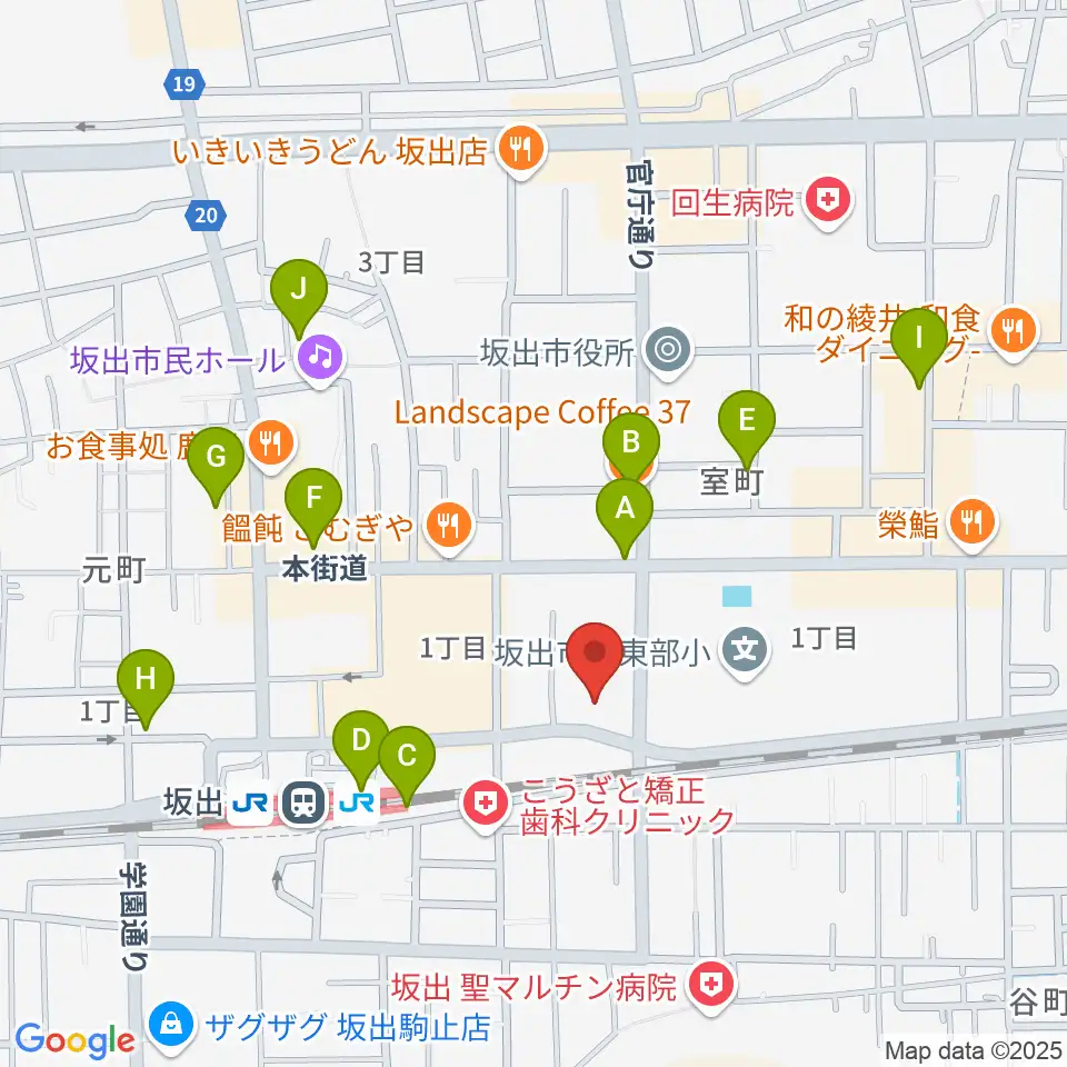 エフエム・サン周辺のカフェ一覧地図
