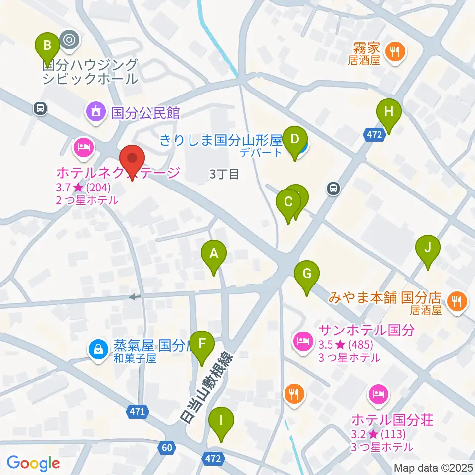 FMきりしま プラスきりしま周辺のカフェ一覧地図