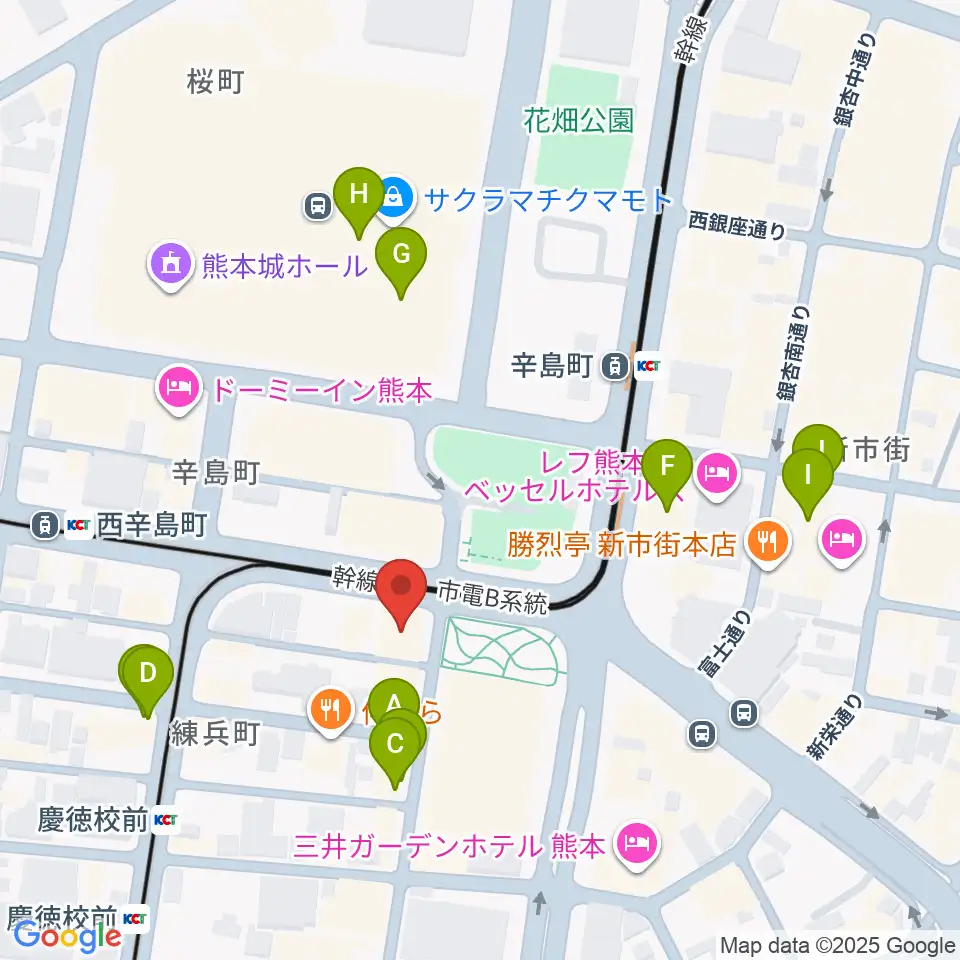 FM791 熊本シティエフエム周辺のカフェ一覧地図