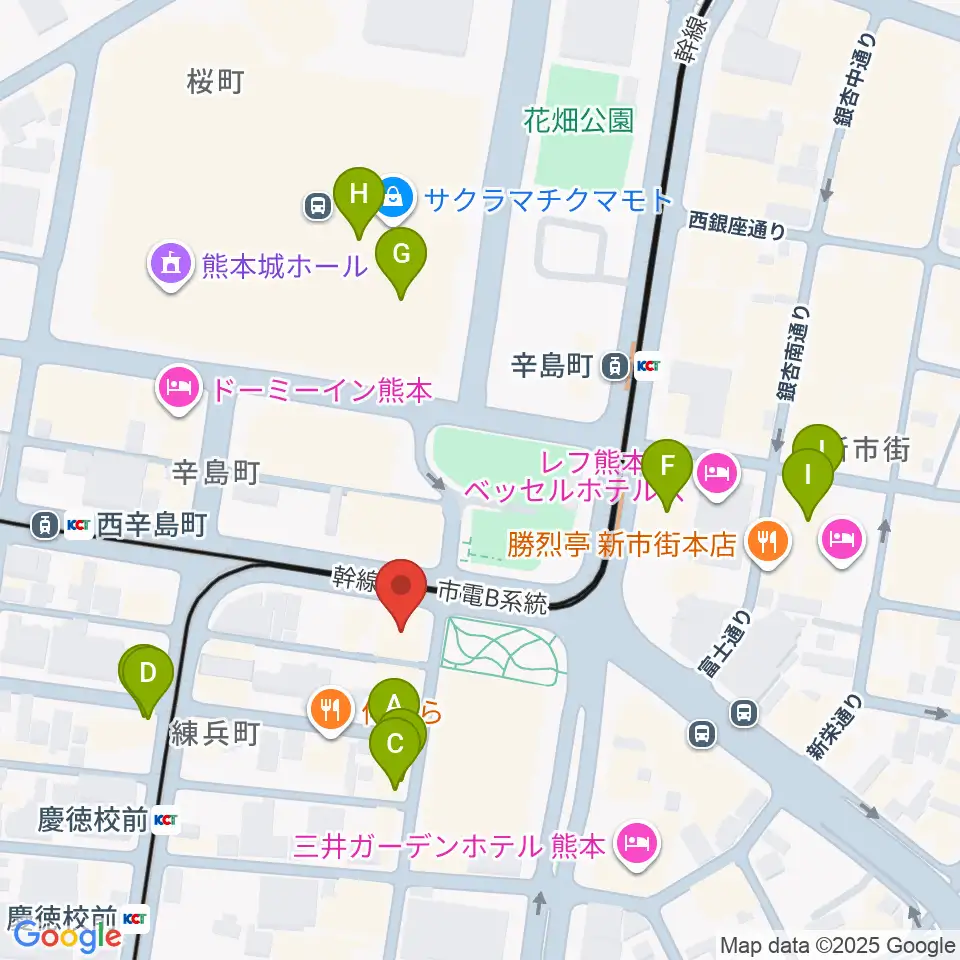 FM791 熊本シティエフエム周辺のカフェ一覧地図