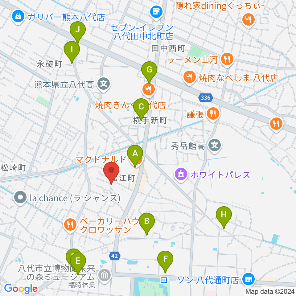 エフエムやつしろ かっぱFM周辺のカフェ一覧地図