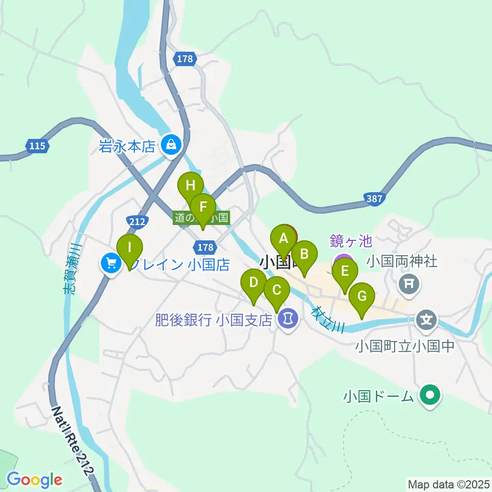 エフエム小国 グリーンポケット周辺のカフェ一覧地図