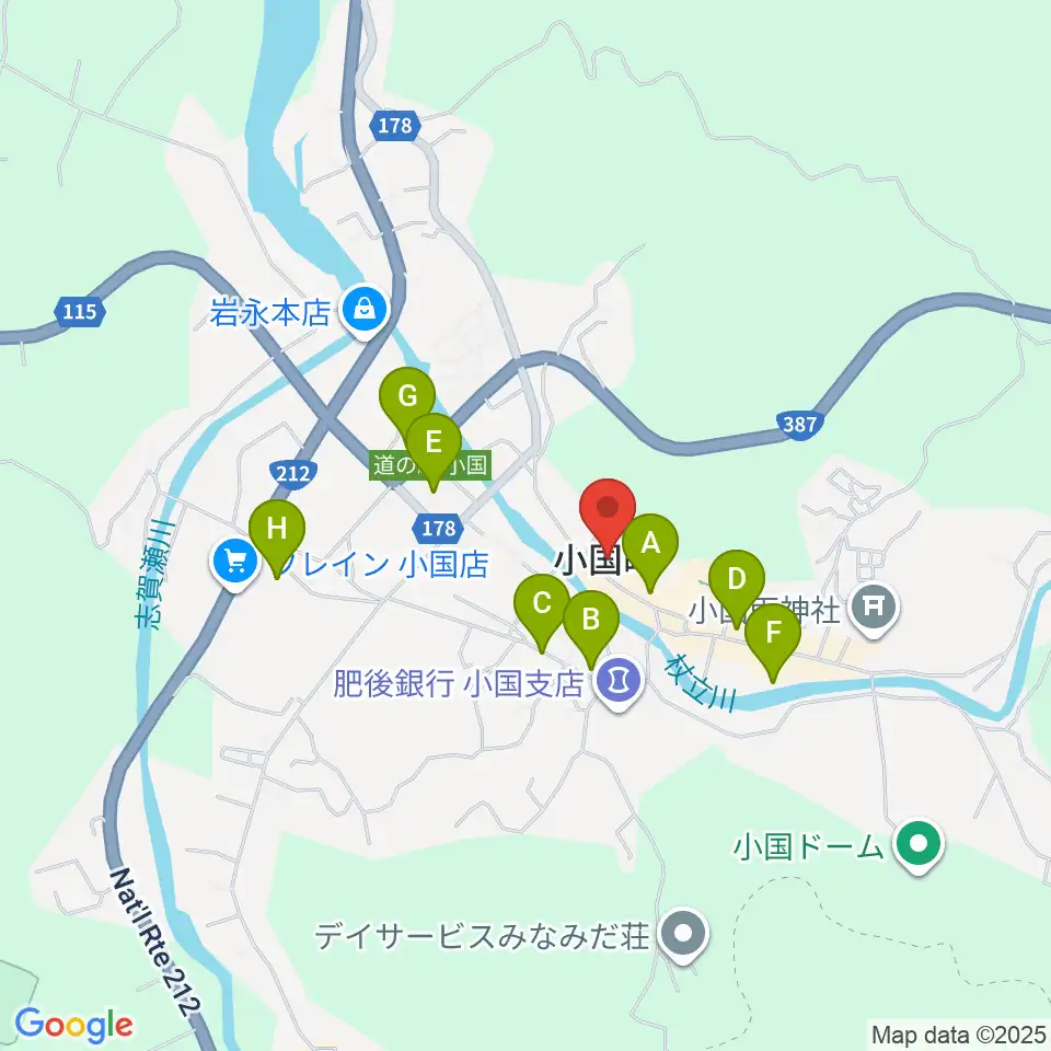 エフエム小国 グリーンポケット周辺のカフェ一覧地図
