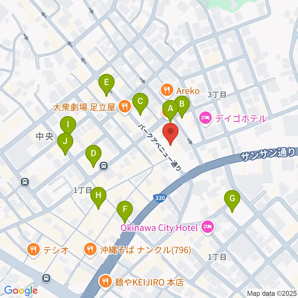 FMコザ周辺のカフェ一覧地図