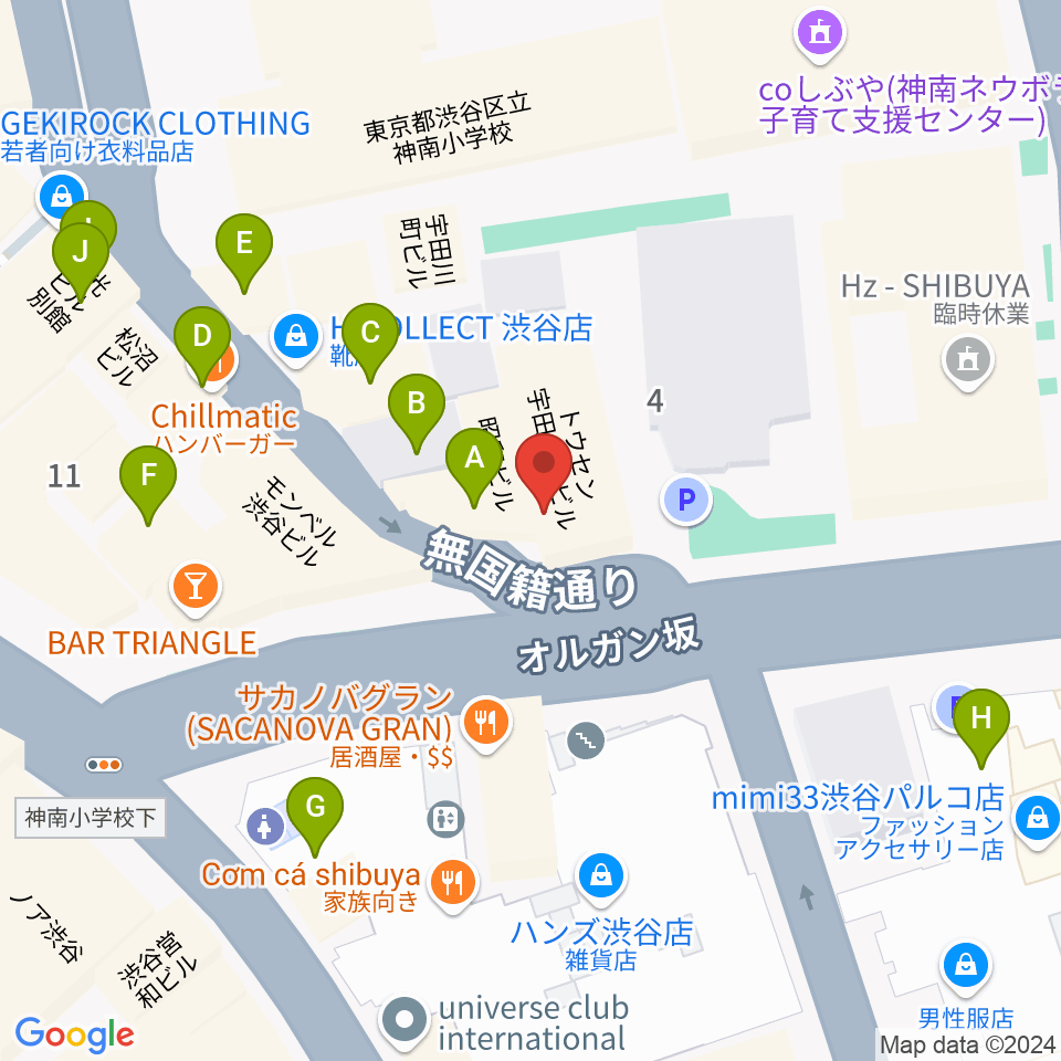 aube渋谷周辺のカフェ一覧地図