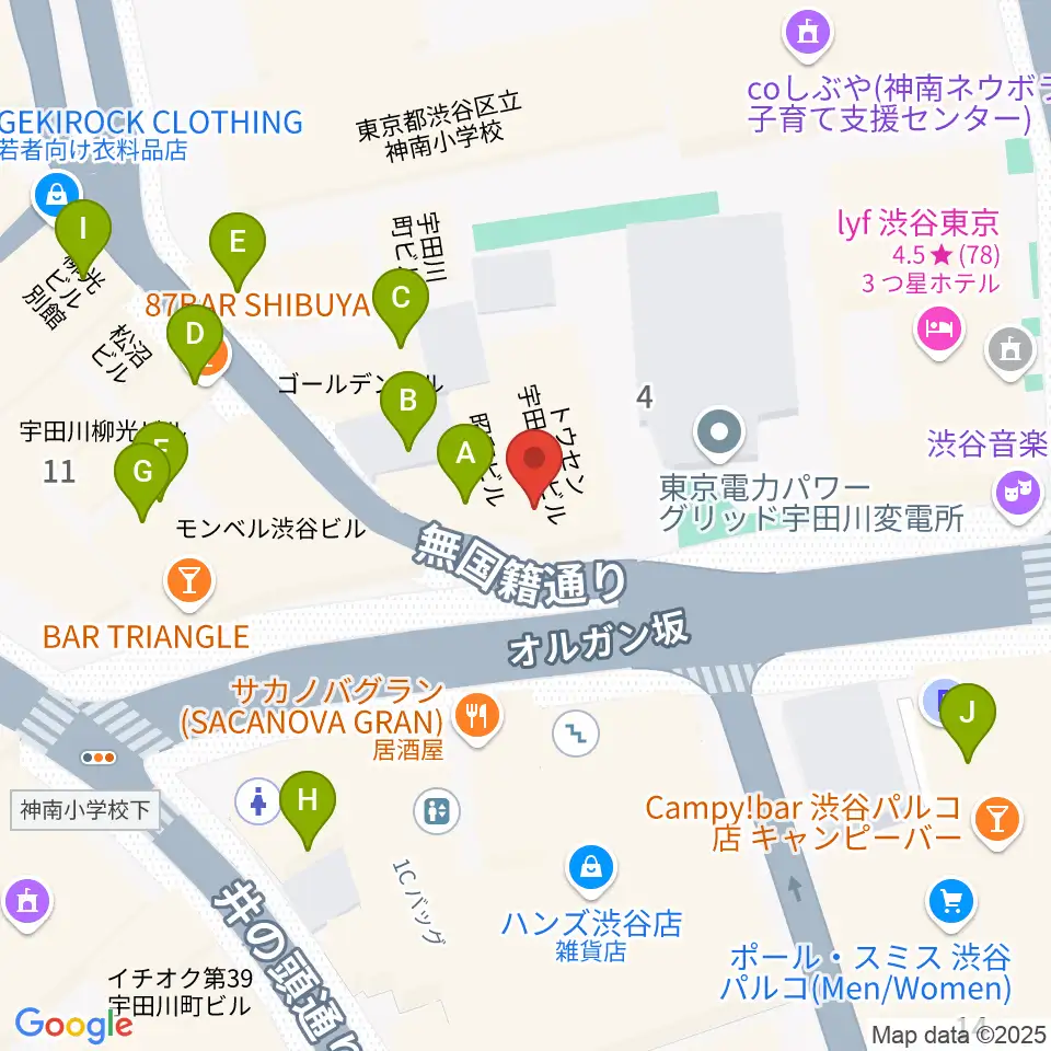 aube渋谷周辺のカフェ一覧地図