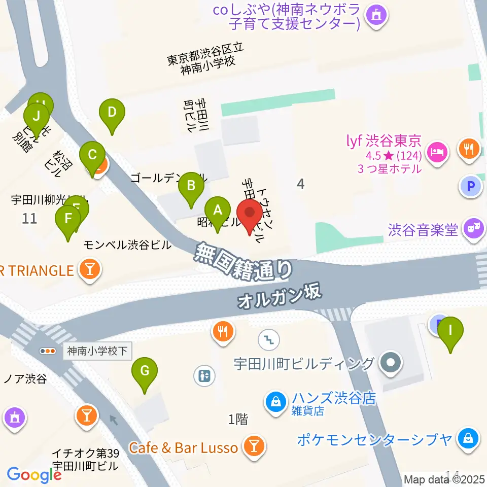 aube渋谷周辺のカフェ一覧地図