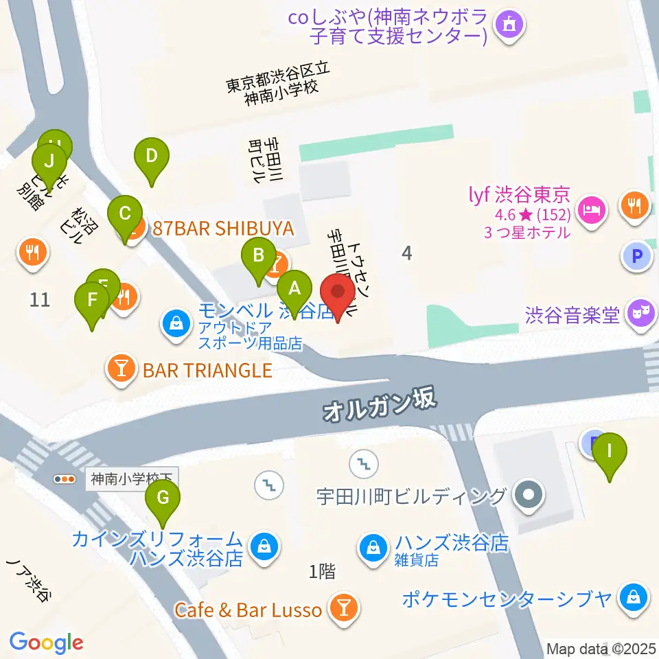 aube渋谷周辺のカフェ一覧地図