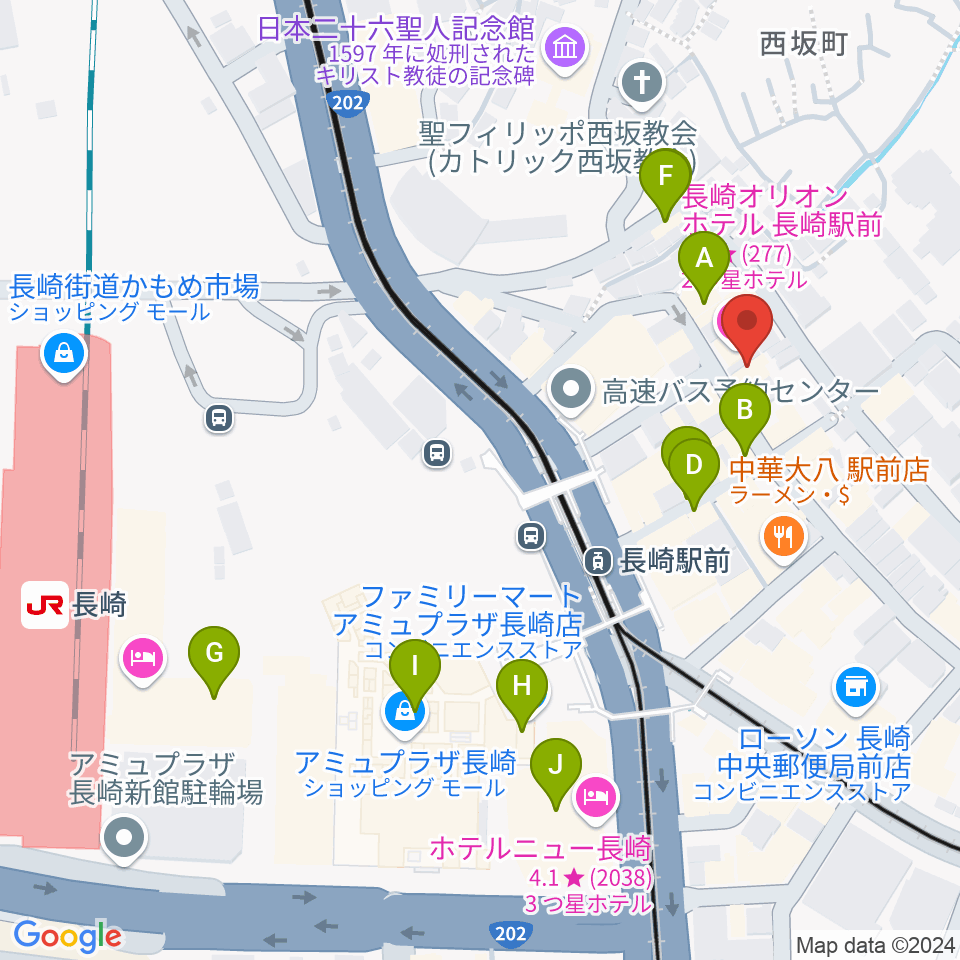 長崎市民FM周辺のカフェ一覧地図