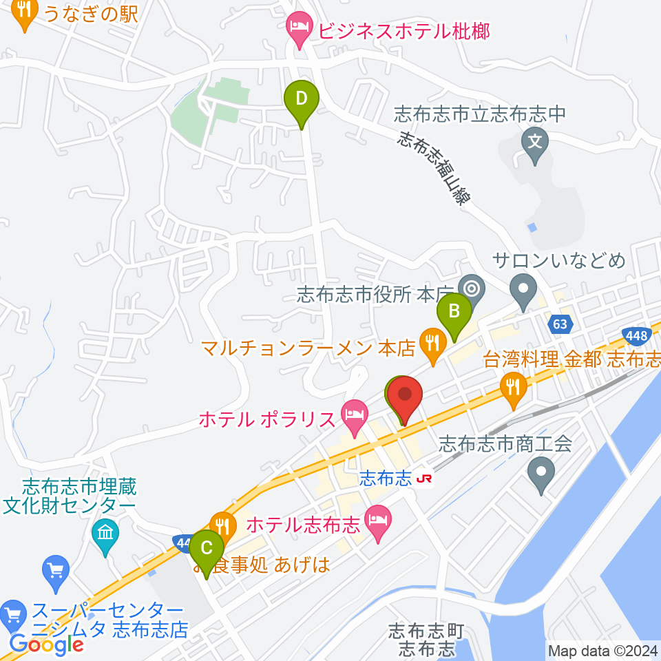 FM志布志周辺のカフェ一覧地図