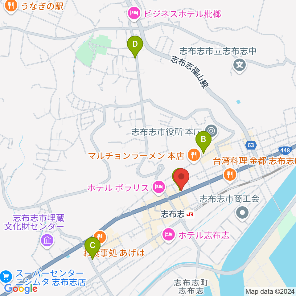 FM志布志周辺のカフェ一覧地図