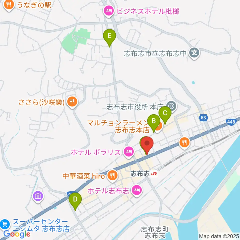 FM志布志周辺のカフェ一覧地図