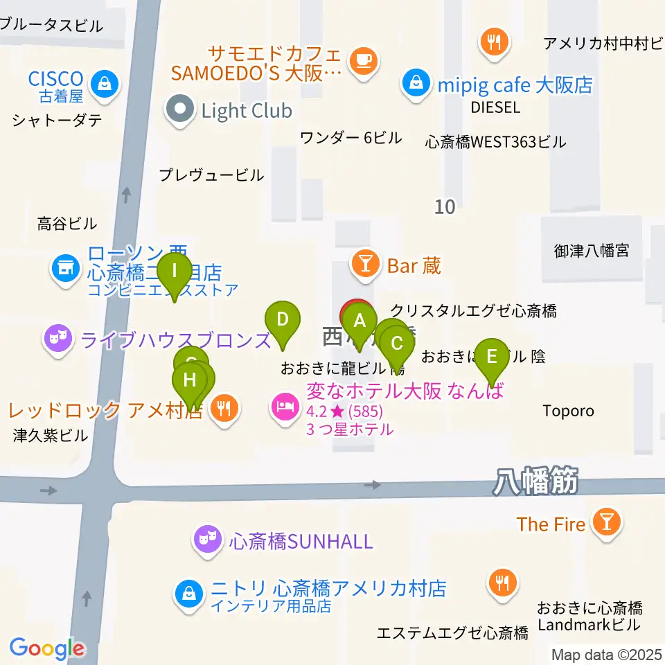 グリーンスタジオ周辺のカフェ一覧地図