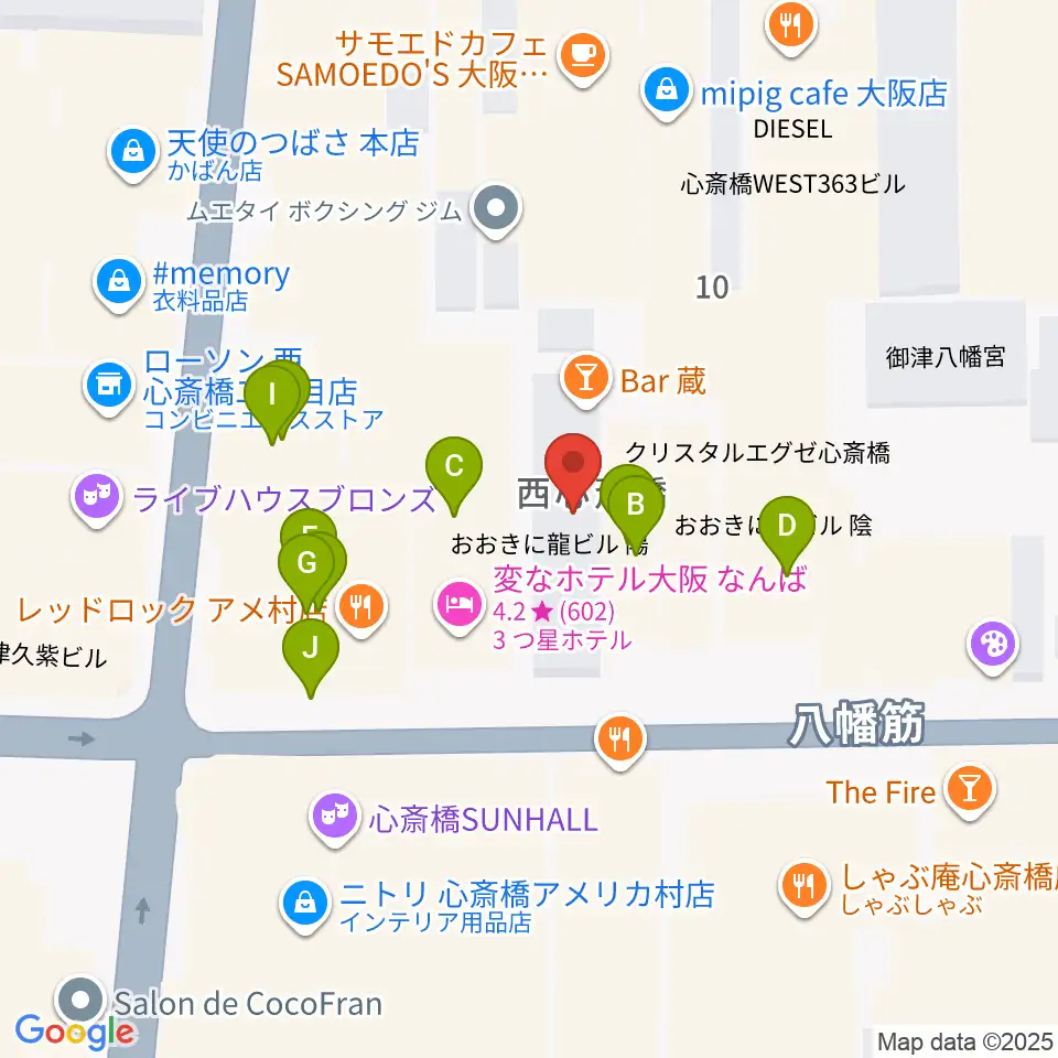 グリーンスタジオ周辺のカフェ一覧地図