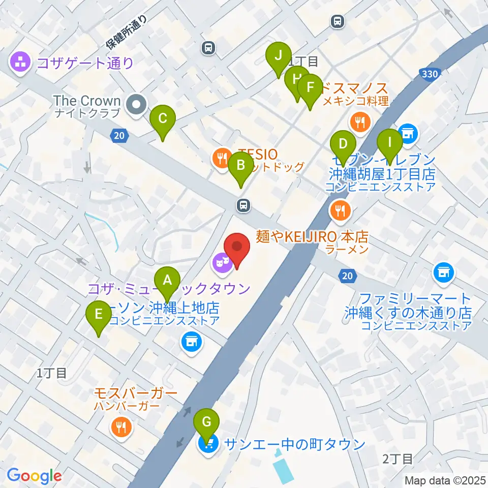 オキラジ周辺のカフェ一覧地図