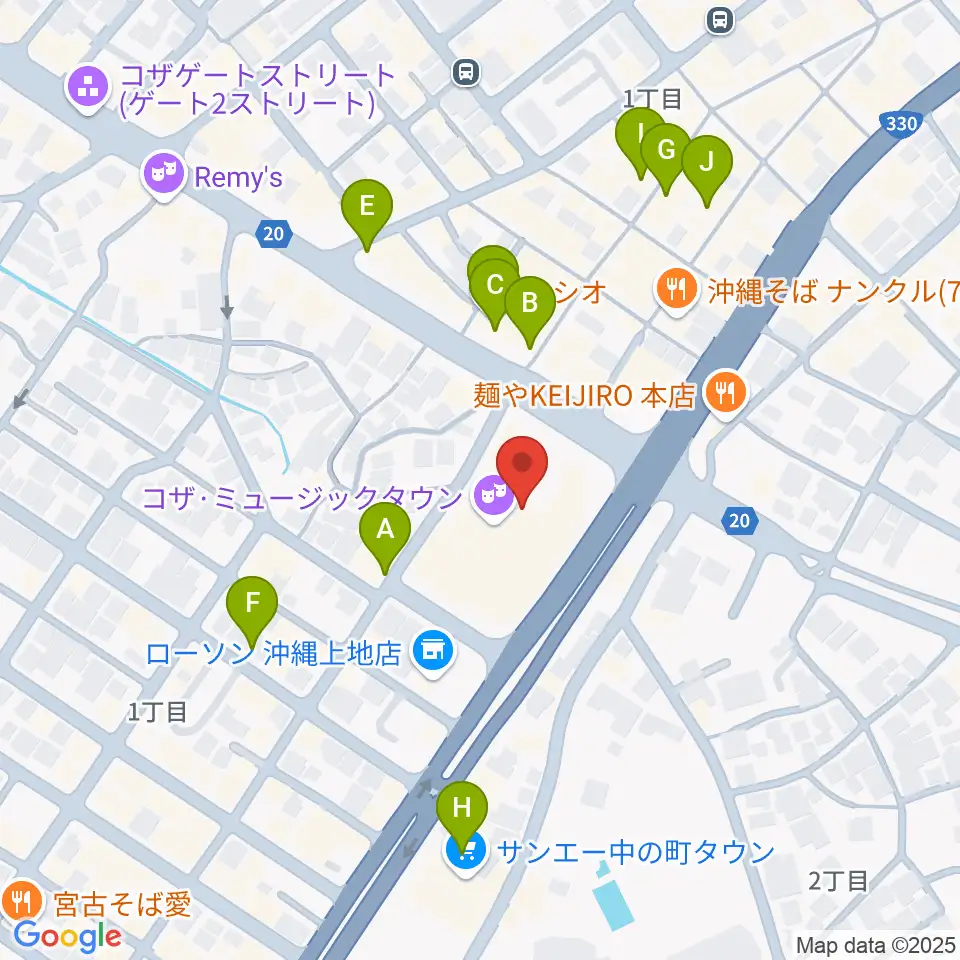 オキラジ周辺のカフェ一覧地図