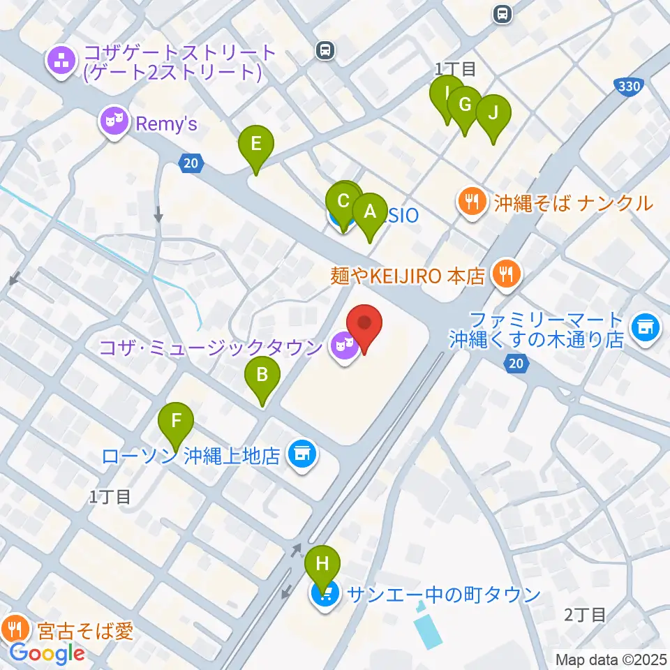 オキラジ周辺のカフェ一覧地図