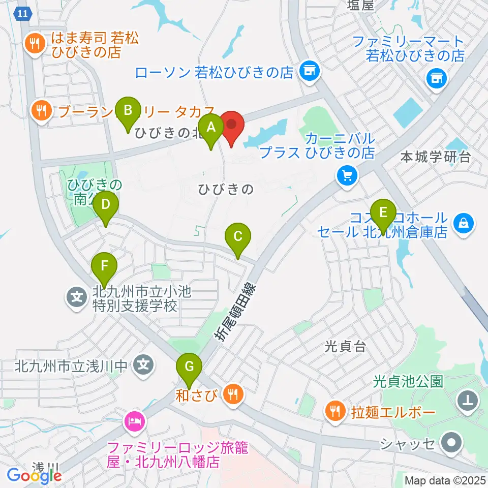 エアーステーションひびき周辺のカフェ一覧地図