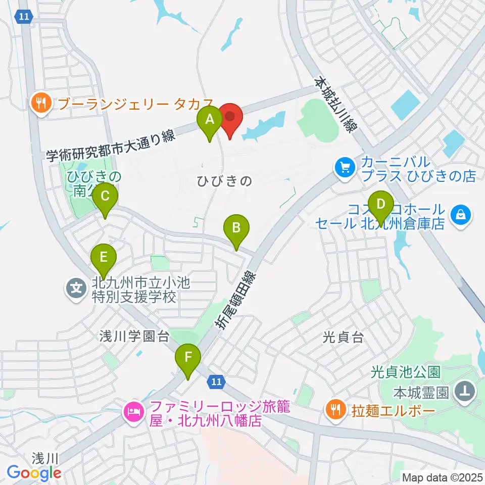 エアーステーションひびき周辺のカフェ一覧地図