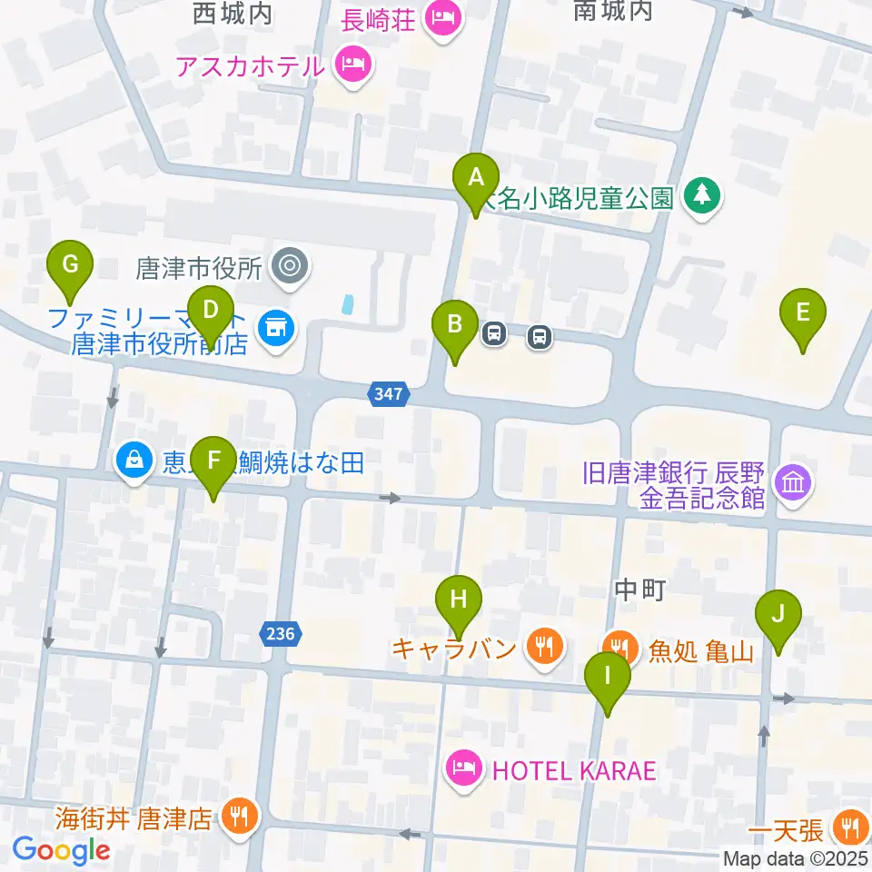 FMからつ周辺のカフェ一覧地図