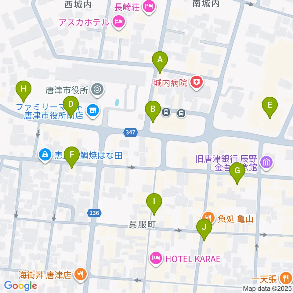 FMからつ周辺のカフェ一覧地図