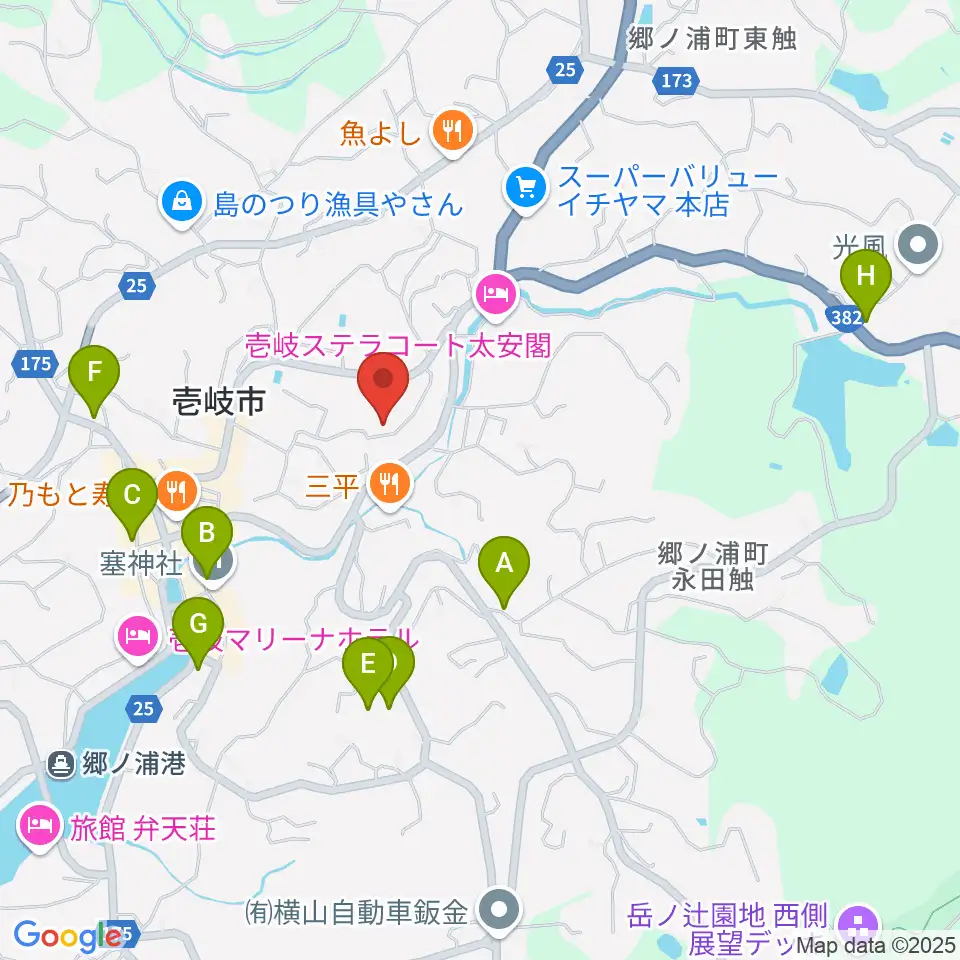 壱岐エフエム周辺のカフェ一覧地図