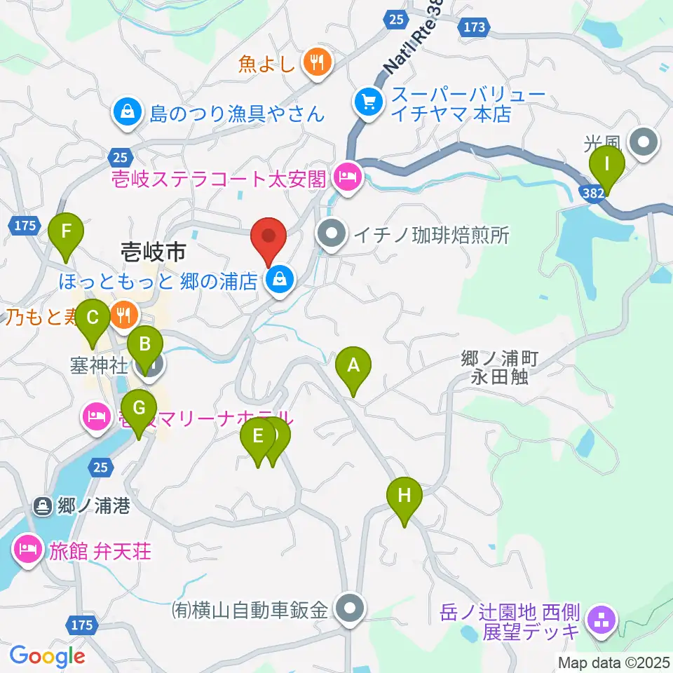壱岐エフエム周辺のカフェ一覧地図