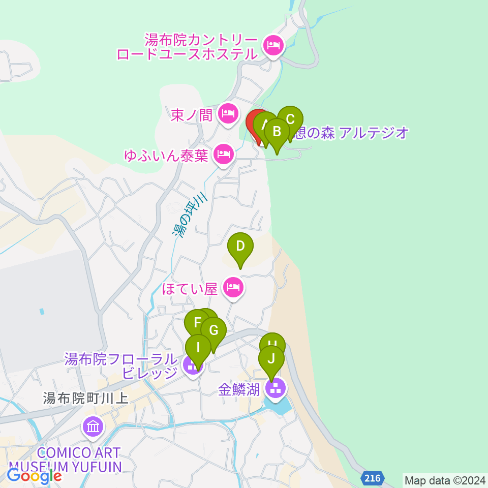 ゆふいんラヂオ局周辺のカフェ一覧地図