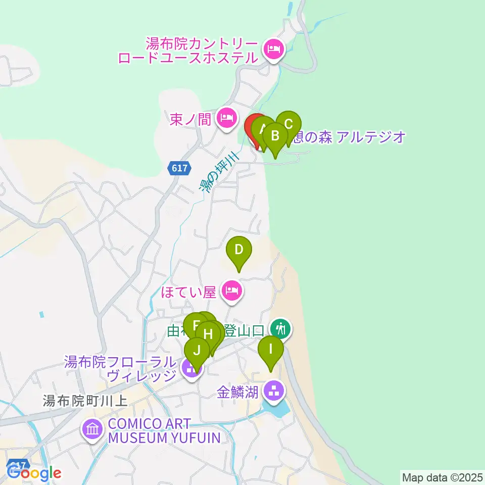 ゆふいんラヂオ局周辺のカフェ一覧地図