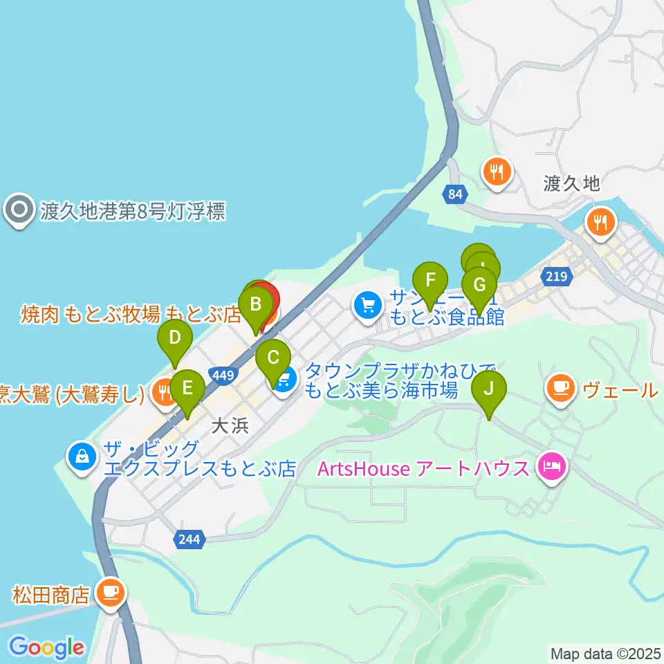 ちゅらハートFMもとぶ周辺のカフェ一覧地図