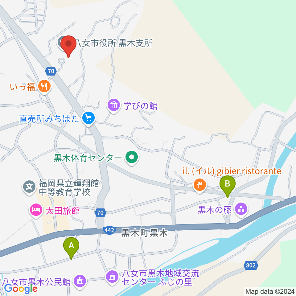 FM八女周辺のカフェ一覧地図