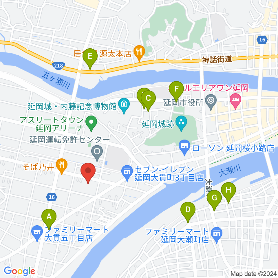FMのべおか周辺のカフェ一覧地図