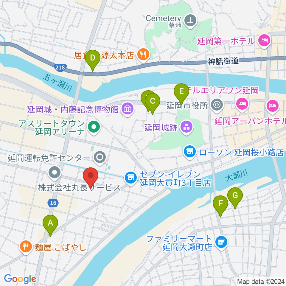 FMのべおか周辺のカフェ一覧地図