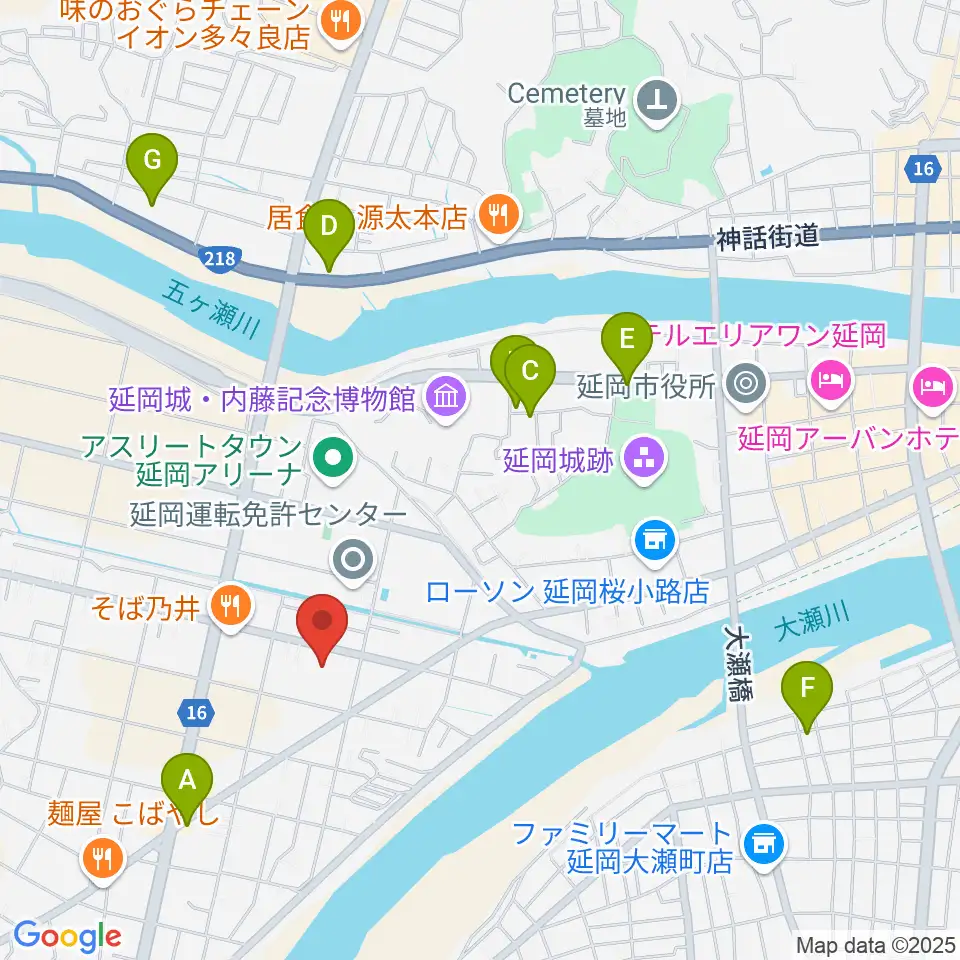 FMのべおか周辺のカフェ一覧地図