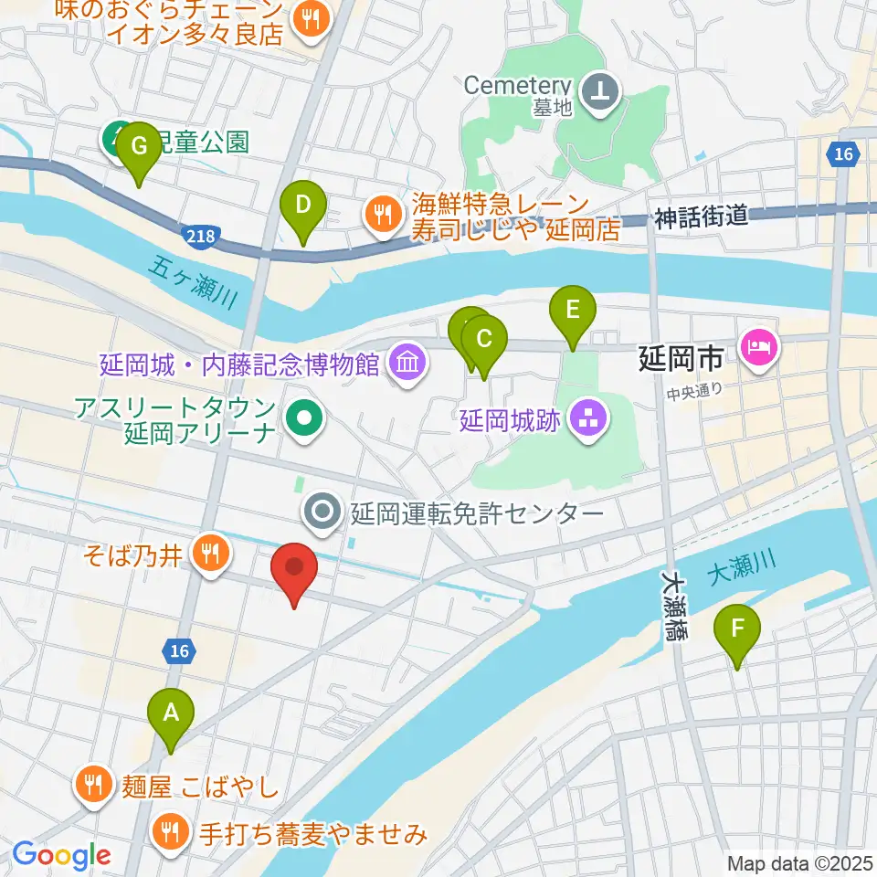 FMのべおか周辺のカフェ一覧地図