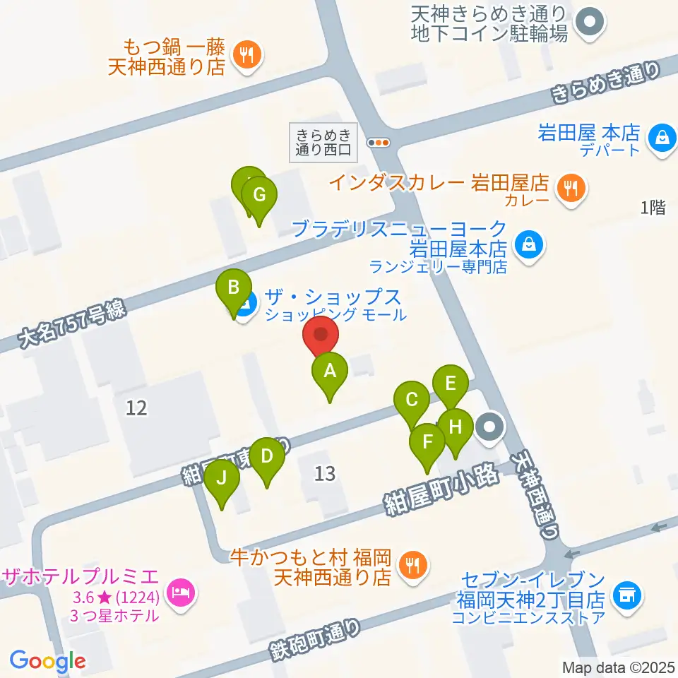 コミュニティラジオ天神周辺のカフェ一覧地図