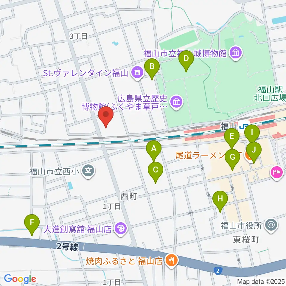 レディオBINGO エフエムふくやま周辺のカフェ一覧地図